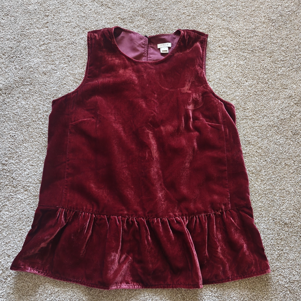 J. Crew Girls Velvet Peplum Tank - Wine